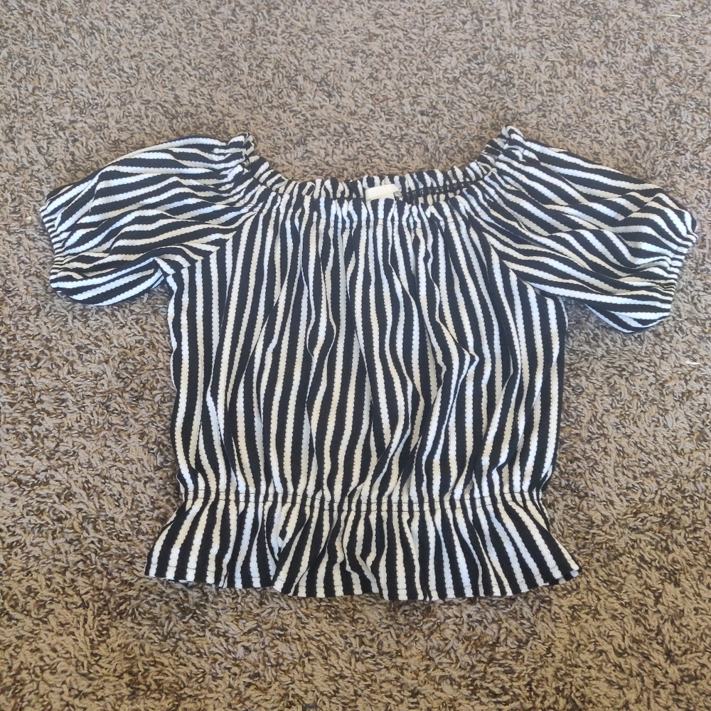 Stipe off shoulder top